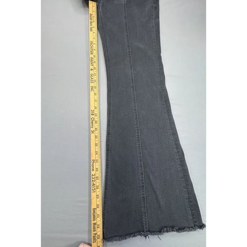 Women’s Rock & Roll Black Jeans High Rise Trouser Wide Boot Cut W29 X 34L - Picture 7 of 10